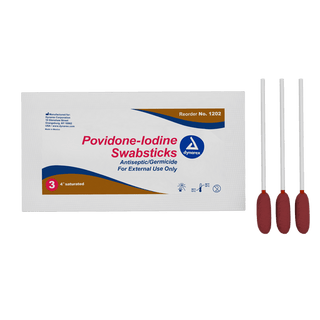 Povidone Iodine Swabsticks, 1 Swabstick per Packet, 10/50/cs | Quantity - 1x CS