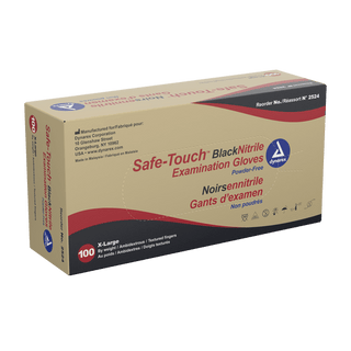 Safe-Touch Black Nitrile Exam Gloves, Small, Powder-Free, Black, 10/100/cs | Quantity - 1x CS