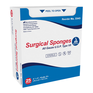 Surgical Gauze Sponge - Sterile 2's, 8" x 4" 12 Ply, 20/25/cs | Quantity - 1x CS