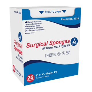 Surgical Gauze Sponge - Sterile 2's, 8" x 4" 12 Ply, 20/25/cs | Quantity - 1x CS