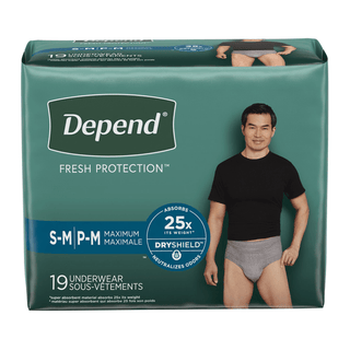 UNDERWEAR, DEPEND MAX ABSORB GRY SM/MED (19EA/PK 2PK/CS) | Quantity - 1x CS