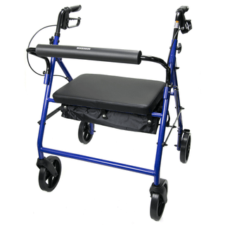 WALKER, ROLLATOR HVY DUTY FOLDING STEEL W/8" WHLS BLU 400LB | Quantity - 1x EA