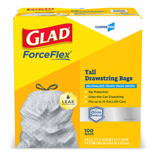 LINER, TRASH GLAD DRWSTRNG FORCEFLEX TALL KITCHEN 13 GSALFLD | Quantity - 1x CS