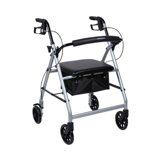 WALKER, ROLLATOR LTWT FOLDING ALUM W/6" WHLS SLVR 300LB | Quantity - 1x EA