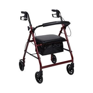 WALKER, ROLLATOR LTWT FOLDING ALUM W/6" WHLS RED 300LB | Quantity - 1x EA