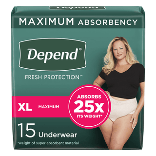 UNDERWEAR, DEPEND MAX ABSRB BLUSH WMN XLG (15/PK 2PK/CS) | Quantity - 1x PK