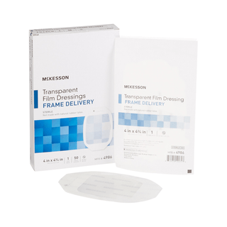DRESSING, FILM TRANS W/FRM DELSTR 4"X4 3/4" (50/BX) | Quantity - 1x EA