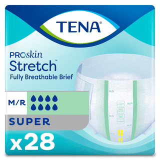 BRIEF, TENA SUPER STRCH MED/REG (28/BG 2BG/CS) SCAPER | Quantity - 1x BG