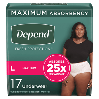 UNDERWEAR, DEPEND MAX ABSRB WMN LG (17/PK 2PK/CS) | Quantity - 1x PK