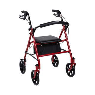 WALKER, ROLLATOR DURA FOLDING STEEL W/7.5" WHLS RED 300LB | Quantity - 1x EA