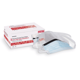 MASK, SURG W/EYESHLD TIES ASTM3 ANTIFOG (25/BX 4BX/CS) | Quantity - 1x CS