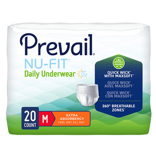 UNDERWEAR, PREVAIL NU-FIT MED 34"-46" (20/PK 4PK/CS) | Quantity - 1x CS