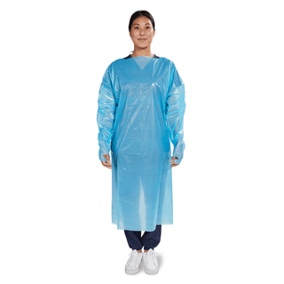 GOWN, PE/FILM NR W/THUMB LOOP CUFF/OPN BCK OSFM (15/BX 5BX/C | Quantity - 1x CS