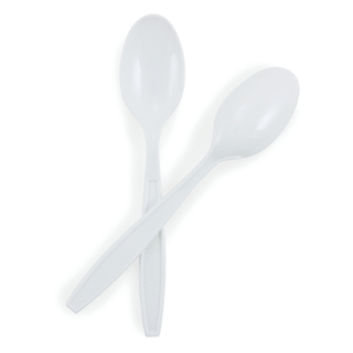 SPOON, PLASTIC HVY WGHT WHT 6"(1000/CS) | Quantity - 1x CS