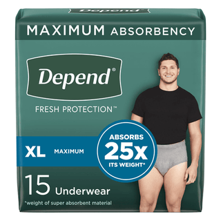 UNDERWEAR, DEPEND MAX ABSRB MEN XLG (15/PK 2PK/CS) | Quantity - 1x PK