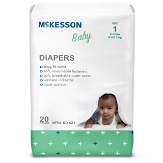 DIAPER, BABY SZ1 8-14 LBS (20/BG 6BG/CS) | Quantity - 1x CS