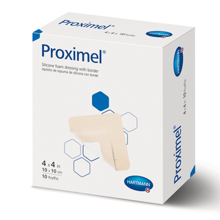 DRESSING, WND PROXIMEL SIL FOAM W/BORDER 4X4" (10/BX 6BX/CS) | Quantity - 1x BX