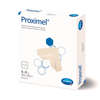 DRESSING, WND PROXIMEL SILICONE FM W/BORDER 6"X6" (5/BX) | Quantity - 1x EA