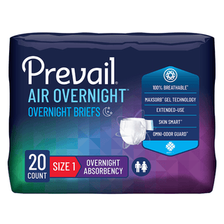 BRIEF, INCONT PREVAIL AIR OVERNIGHT SZ1/M (20/PK 4PK/CS) | Quantity - 1x PK