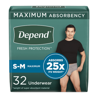 UNDERWEAR, DEPEND MAX ABSORB GRY SM/MED (19EA/PK 2PK/CS) | Quantity - 1x CS