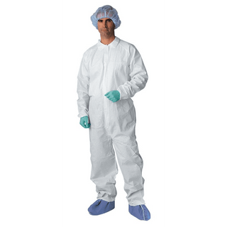 COVERALL BRTHBL ELASTC WRST/ANKL WHT LG