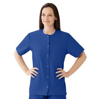 TOP SCRUB JEWEL-NECK 2PKT SAPPHIRE M