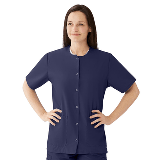 TOP SCRUB JEWEL-NECK 2PKT NAVY SM