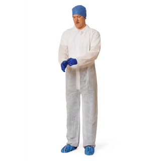 COVERALL SPUNBOND ELSTWRS/OPN ANK WH 4XL