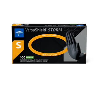 GLOVE EXAM NITRILE VSTORM BLACK PF LF S