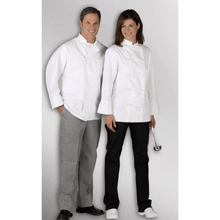 COAT CHEF UNISEX L/S PLAST BTTN WHI
