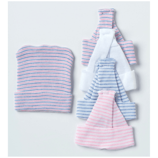 ALBA BABY BOGGAN - Double-Ply Infant Cap, Unisex, 4" x 5", White, Pink & Blue Stripe, Bulk, 350/cs | Quantity - 1x CS