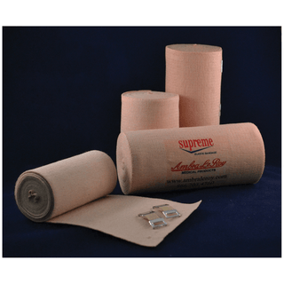 AMBRA LE ROY ORTHOPEDIC ELASTIC BANDAGE - Premium Elastic Bandage, Orthopedic, 4" x 5 yds (Stretched) with Elastic Stretch Clips, Beige, Latex Free (LF), 10/bx, 5 bx/cs | Quantity - 1x CS