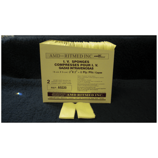 AMD MEDICOM TRACH & IV NON-WOVEN DRESSING SPONGES - IV Sponge, 2" x 2", 6-Ply, Sterile 2s, 70/pk, 20 pk/cs | Quantity - 1x CS