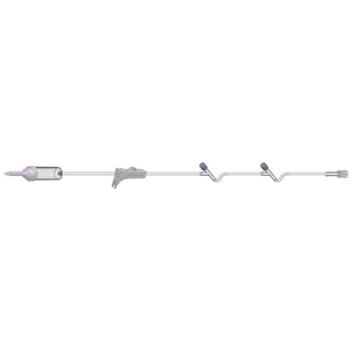 AMSINO AMSAFE IV ADMINISTRATION SETS - IV Secondary Piggyback IV Set,  20 Drops Per mL, 40" Length, 10 mL Priming Volume, Vented/Non-Vented, Roller Clamp, Rotating Male Luer Lock, Hanger, PE Poly Pouch, 50/cs | Quantity - 1x CS