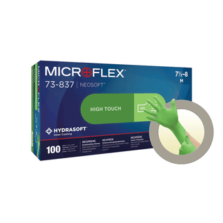ANSELL MICROFLEX NEOSOFT NEOPRENE EXAM GLOVE - Exam Glove, Neoprene, Small, Size 6.5-7, Green, Powder-Free (PF), Latex-Free (LF), Non-Sterile, 100/bx, 10 bx/cs  | Quantity - 1x CS