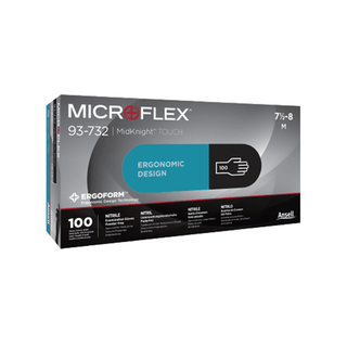 ANSELL MICROFLEX MIDKNIGHT TOUCH NITRILE EXAM GLOVES - Exam Glove, Nitrile, Black, X-Large, 100/bx, 10 bx/cs  | Quantity - 1x CS