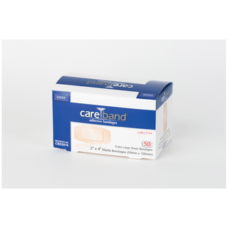 ASO CAREBAND SHEER ADHESIVE STRIP BANDAGES - Sheer Strip, X-Large 2" x 4", Latex Free (LF), 50/bx,12 bx/cs | Quantity - 1x CS