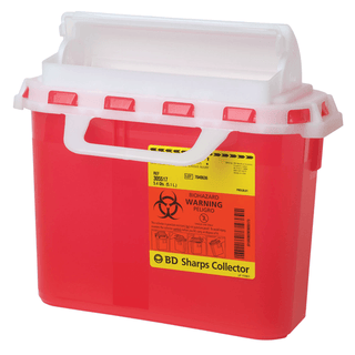 BD PATIENT ROOM SHARPS COLLECTORS - Sharps Collector, 5.4 Qt, Next Generation, Counter Balanced Door, Red, 20/cs (12 cs/plt)(Drop Ship Requires Pre-Approval) | Quantity - 1x CS