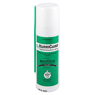 BEUTLICH HURRICAINE TOPICAL ANESTHETIC - Topical Anesthetic Spray, 2 oz Can, Mint + 1 Disposable Extension Tube (HAZMAT Fees Apply, cannot ship via Air or to AK, GU, HI, MP, PR, VI)  | Quantity - 1x EA