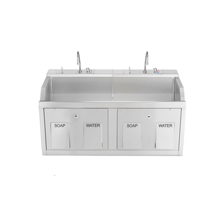 BLICKMAN SCRUB SINKS - Lodi Scrub Sink, (2) Place, Wall Mounted, Knee Action Control, Soap Dispenser, Infrared Water Control (DROP SHIP ONLY) | Quantity - 1x EA