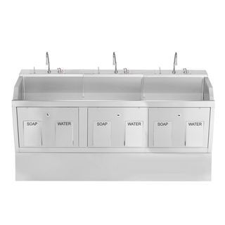 BLICKMAN SCRUB SINKS - Lodi Scrub Sink, (2) Place, Wall Mounted, Knee Action Control, Soap Dispenser, Infrared Water Control (DROP SHIP ONLY) | Quantity - 1x EA