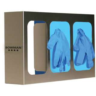MARKETLAB BOWMAN TRIPLE GLOVE DISPENSERS - Glove Box Dispenser, Triple, Holds Three Boxes of Gloves, Two-Way Keyholes For Vertical or Horizontal Wall Mounting, Stainless Steel, 15 13/16"W x 10 1/16"H x 3 13/16"D (Made in USA) | Quantity - 1x EA
