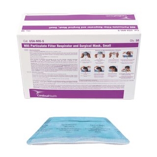 CARDINAL HEALTH RESPIRATORY MASKS - N95 Respirator and Surgical Mask, Flat Fold, Regular, 50/bx, 6 bx/cs (Item is Non-Returnable) (Item is on manufacturer allocation so supplies may be limited) | Quantity - 1x CS
