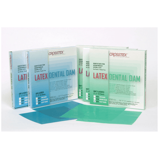CROSSTEX DENTAL DAMS - Dental Dam, Medium, Blue, 6" x 6", Unflavored, 36 sheets/bx  | Quantity - 1x BX