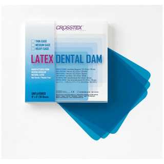 CROSSTEX DENTAL DAMS - Dental Dam, Medium, Blue, 6" x 6", Unflavored, 36 sheets/bx  | Quantity - 1x BX