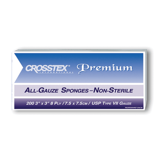 CROSSTEX ALL GAUZE PREMIUM NON-STERILE SPONGES - Sponge, 3" x 3", 8-Ply, 4000/cs | Quantity - 1x CS