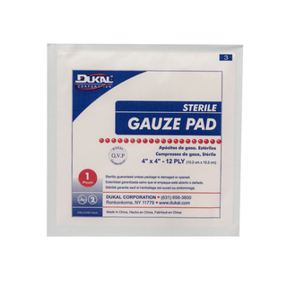 DUKAL GAUZE PADS - Gauze Pad, 4" x 4", 12-Ply, Sterile, 1/pk, 1800 pk/cs | Quantity - 1x CS