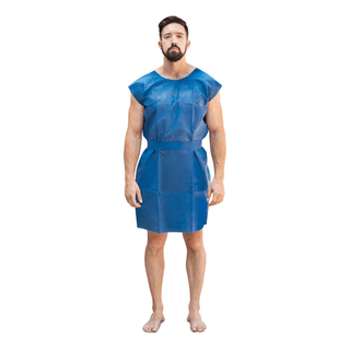 DUKAL PATIENT EXAM GOWNS - Patient Gown Deluxe, One Size, Reinforced Neck, Dark Blue, 10/bg, 5 bg/cs | Quantity - 1x CS