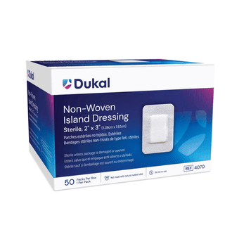 DUKAL NON-WOVEN ISLAND DRESSING - Island Dressing, 4" x 14", Non-Woven, Adhesive Backing, Sterile, 25/bx, 2 bx/cs | Quantity - 1x CS