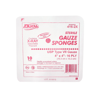 DUKAL X-RAY DETECTABLE GAUZE SPONGES - Gauze Sponge, 4" x 4", X-Ray Detectable Type VII, Non-Sterile, 50/bg, 20 bg/cs (Hermitage 9466T & 9466) | Quantity - 1x CS